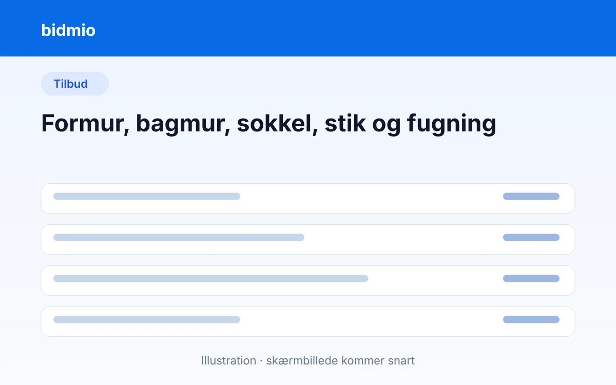 Tilbudseditor med formur i tegl, bagmur i gasbeton, sokkel, stik og fugning