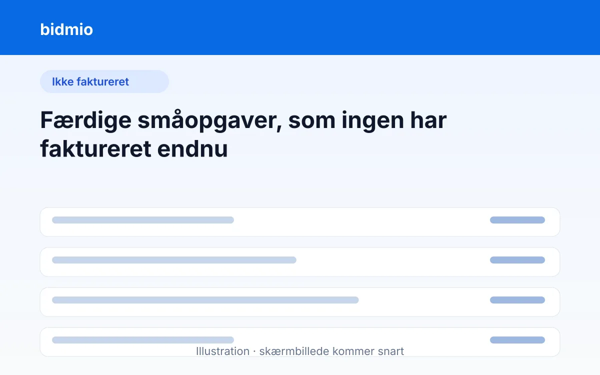 Oversigt over færdige murerreparationer, som endnu ikke er faktureret