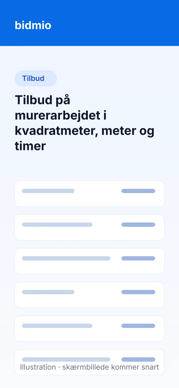 Tilbud på tilbygningen med formur, bagmur, sokkel, stik, fugning og moms på mobilen
