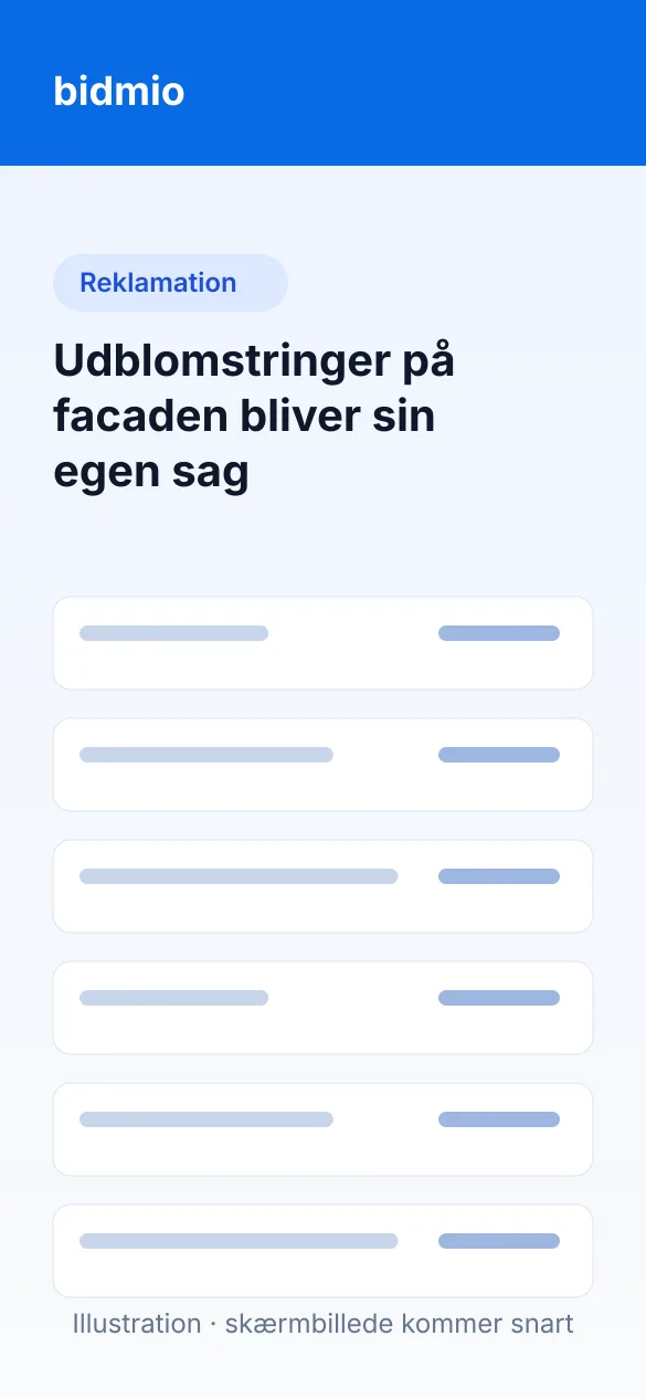 Opgaver på reklamationssagen om udblomstringer med besigtigelse og udbedring