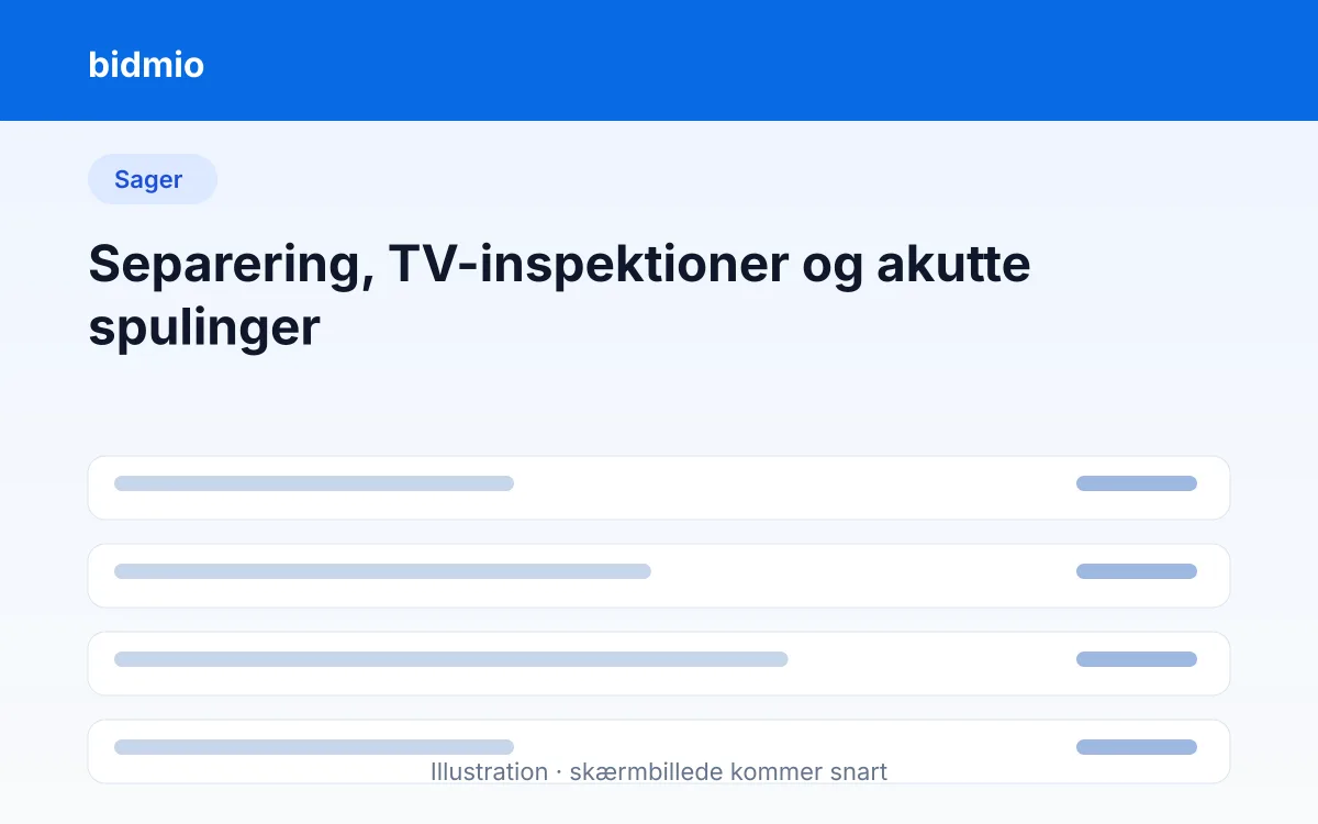 Sagsliste hos et kloakfirma med separatkloakering, TV-inspektioner og akutte spulinger