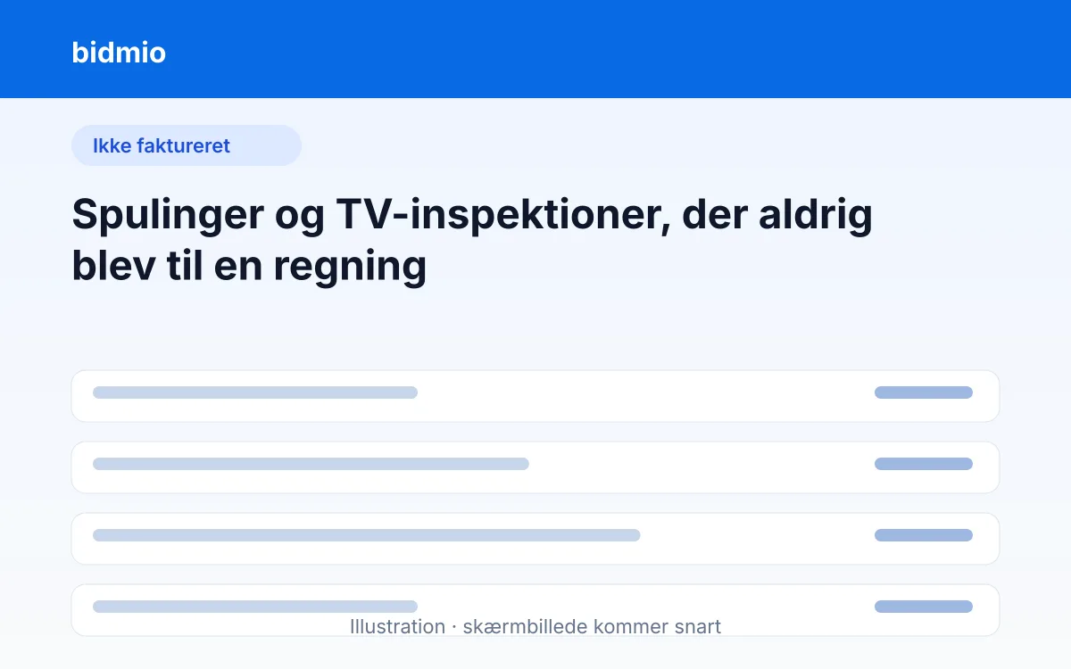 Oversigt over afsluttede spulinger og TV-inspektioner, der endnu ikke er faktureret