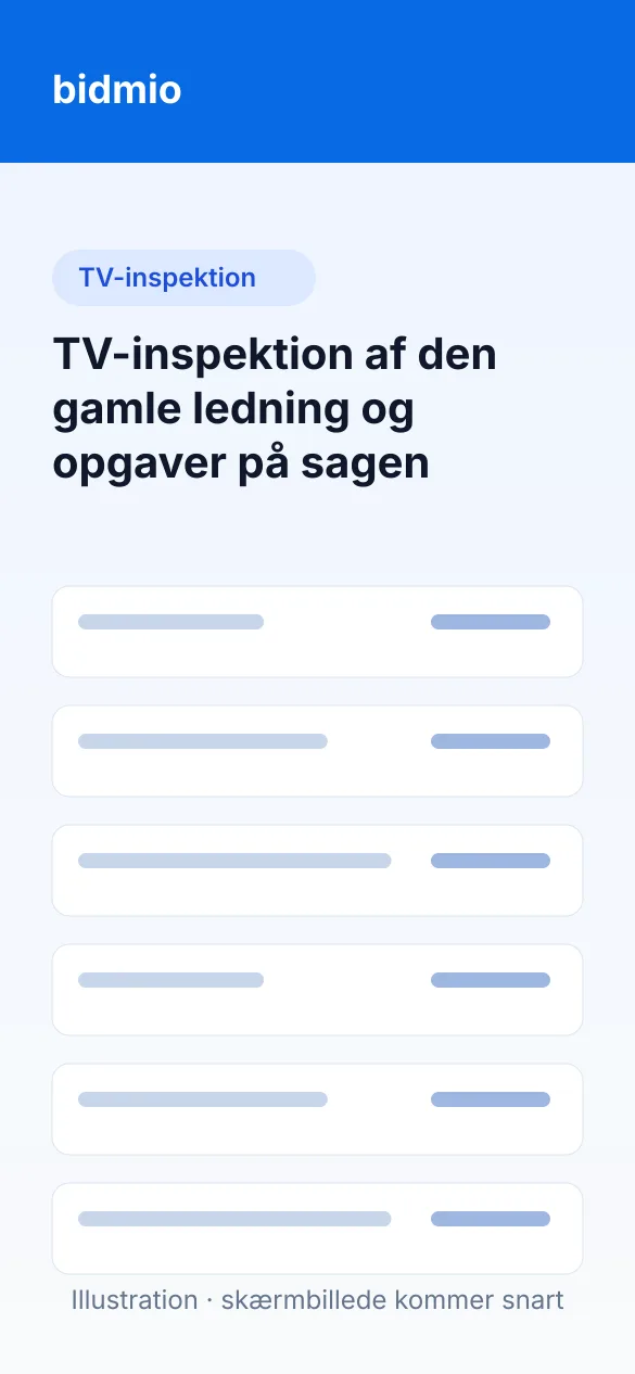 Sagens filer med TV-rapport og opgaver for gravning, rørlægning og færdigmelding