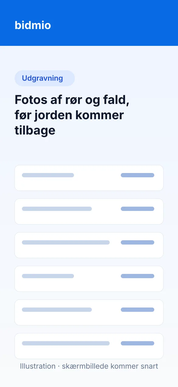 Byggelog fra udgravningen med regnvandsledning, sandfang, timer og fotos af rørene